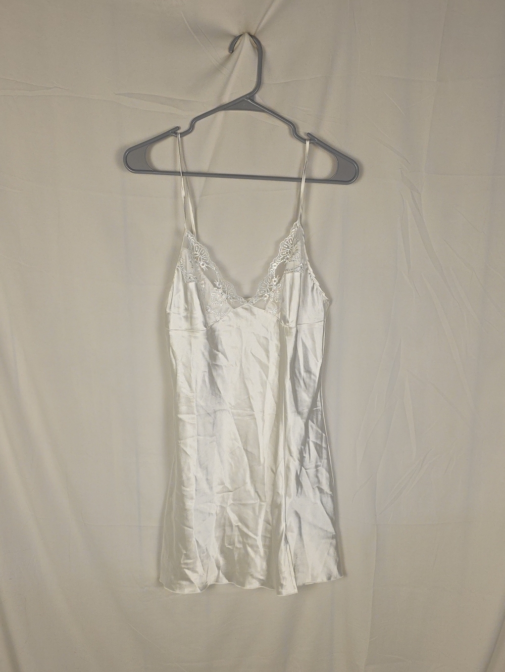 White Lace-Trim Satin Slip Dress - Women Intimates & Sleepwear
